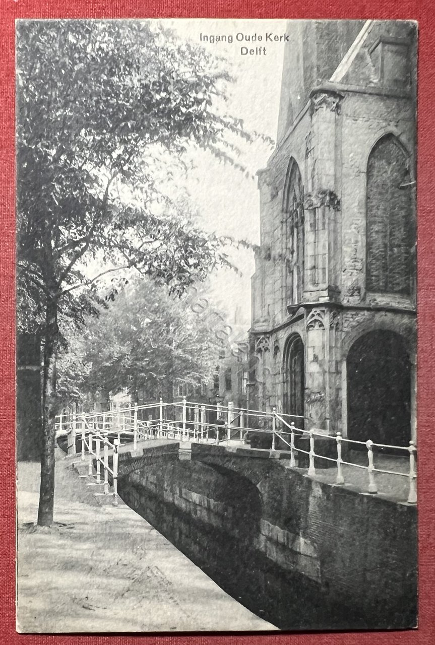 Cartolina - Ingang Oude Kerk Delft - 1920