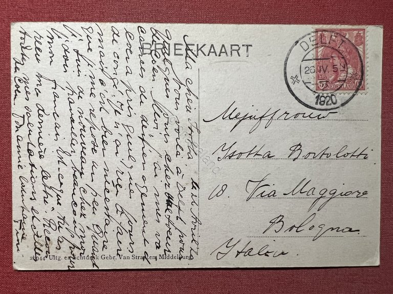 Cartolina - Ingang Oude Kerk Delft - 1920