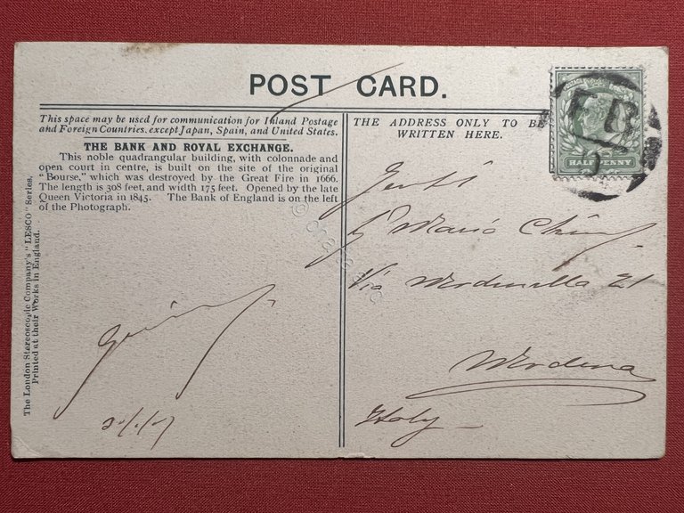 Cartolina - Inghilterra - London - The Bank and Royal …