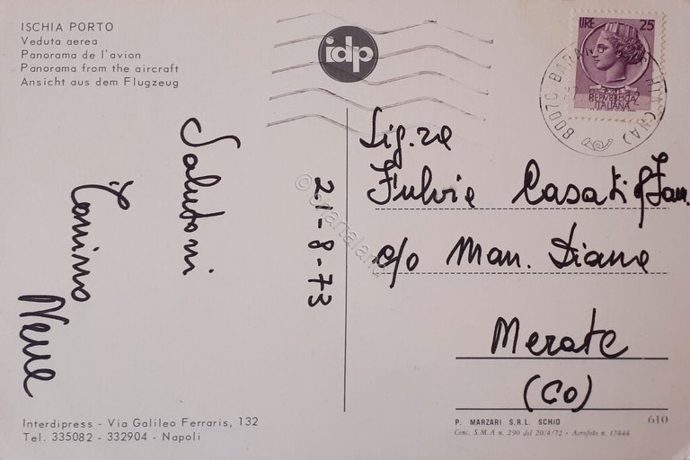 Cartolina - Ischia Porto - Veduta aerea - 1973