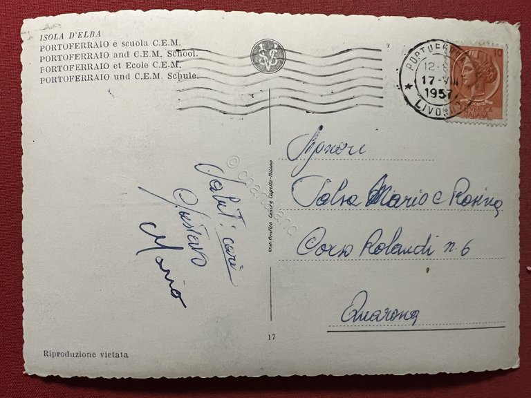 Cartolina - Isola d'Elba - Portoferraio e Scuola C.E.M. - …