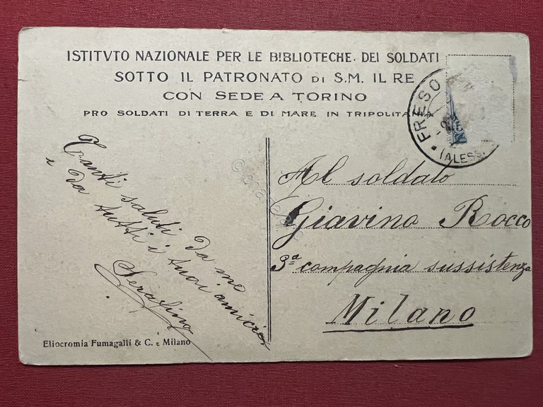 Cartolina - Istituto Nazionale per le Biblioteche dei Soldati, Torino …