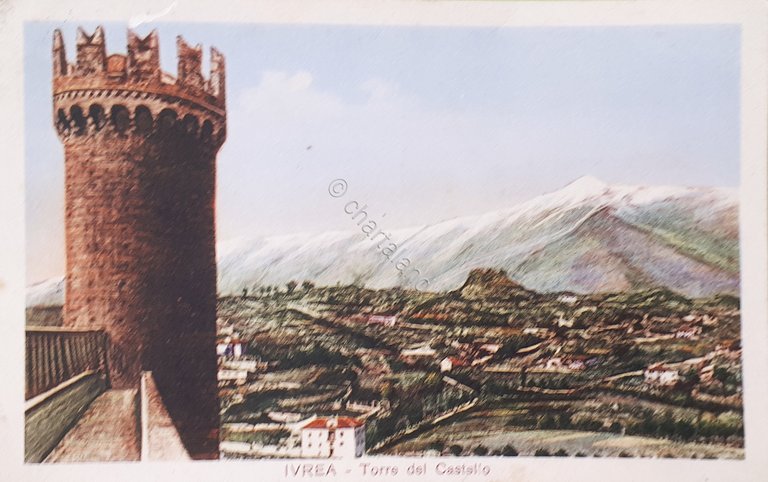 Cartolina - Ivrea - Torre del Castello - 1932