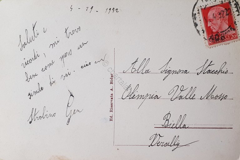 Cartolina - Ivrea - Torre del Castello - 1932