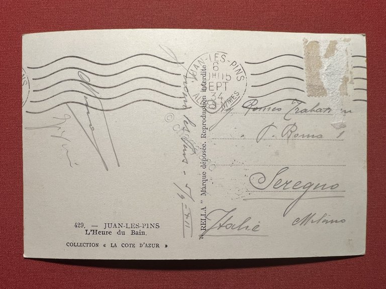Cartolina - Juan-les-Pins - L'Heure du Bain - 1934