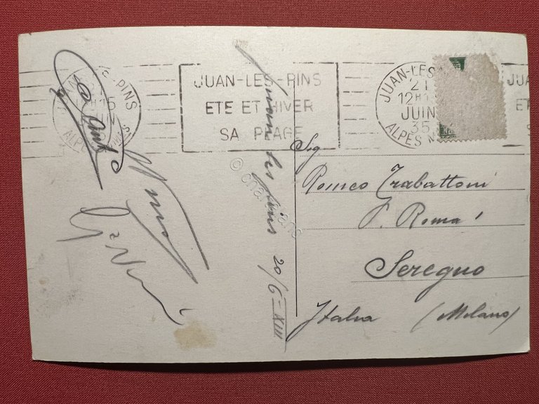 Cartolina - Juan-les-Pins - La Plage - 1935