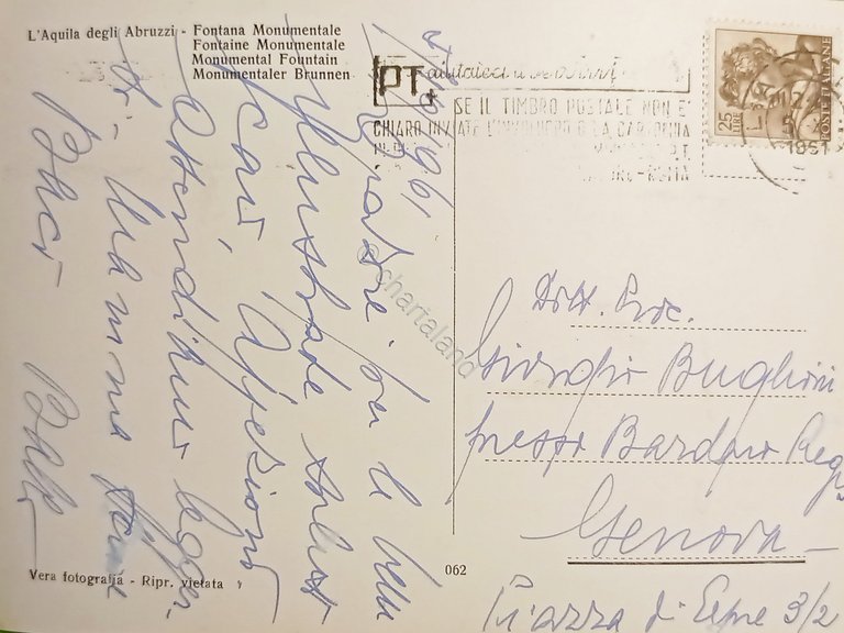 Cartolina - L'Aquila degli Abruzzi - Fontana Monumentale - 1961