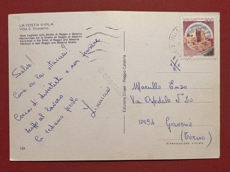 Cartolina - La Costa Viola - Villa S. Giovanni - …