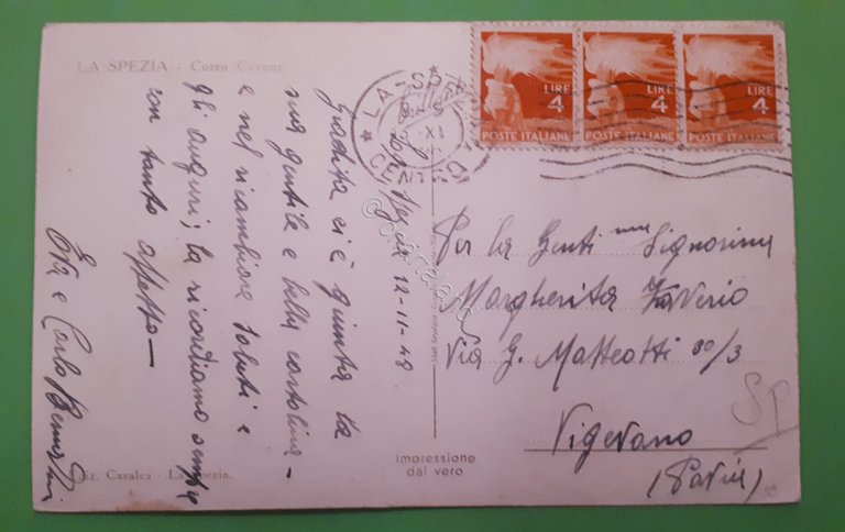 Cartolina - La spezia - Corso Cavour - 1948