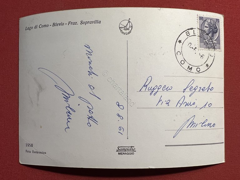 Cartolina - Lago di Como - Blevio - Frazione Sopravilla …
