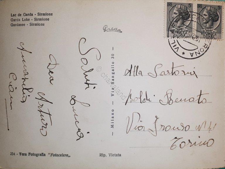 Cartolina - Lago di Garda - Sirmione - 1957