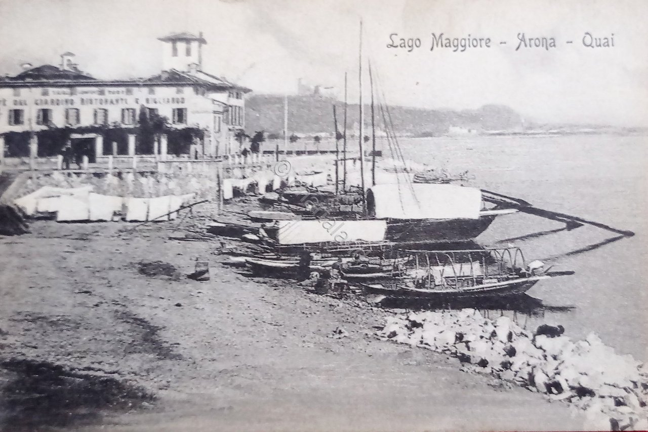 Cartolina - Lago Maggiore - Arona - Quai - 1909