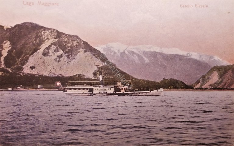 Cartolina - Lago Maggiore - Marina Battello Elvezia - 1900 …