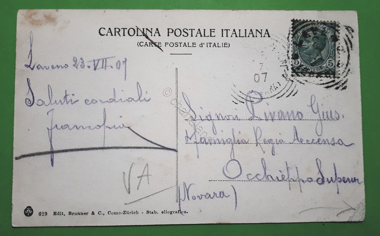 Cartolina - Lago Maggiore - Porto di Laveno - 1907