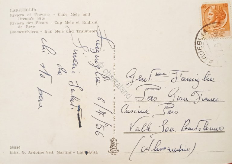 Cartolina - Laigueglia - Capo Mele e Sito di Sogno …