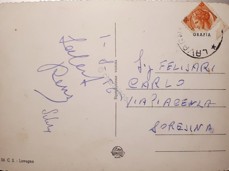 Cartolina - Lavagna - Ponte sull'Entella - 1956