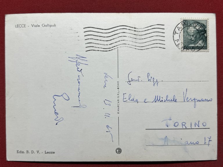 Cartolina - Lecce - Viale Gallipoli - 1965