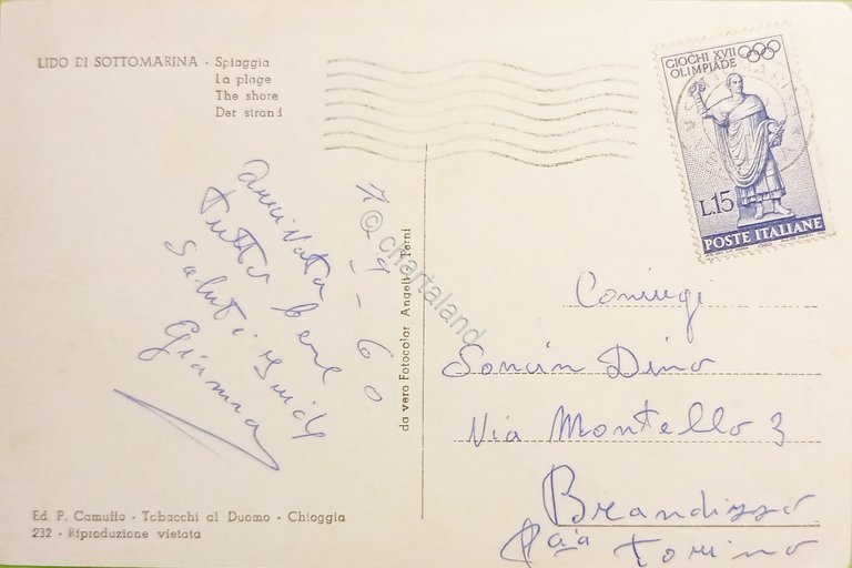 Cartolina - Lido di Sottomarina - Spiaggia - 1960