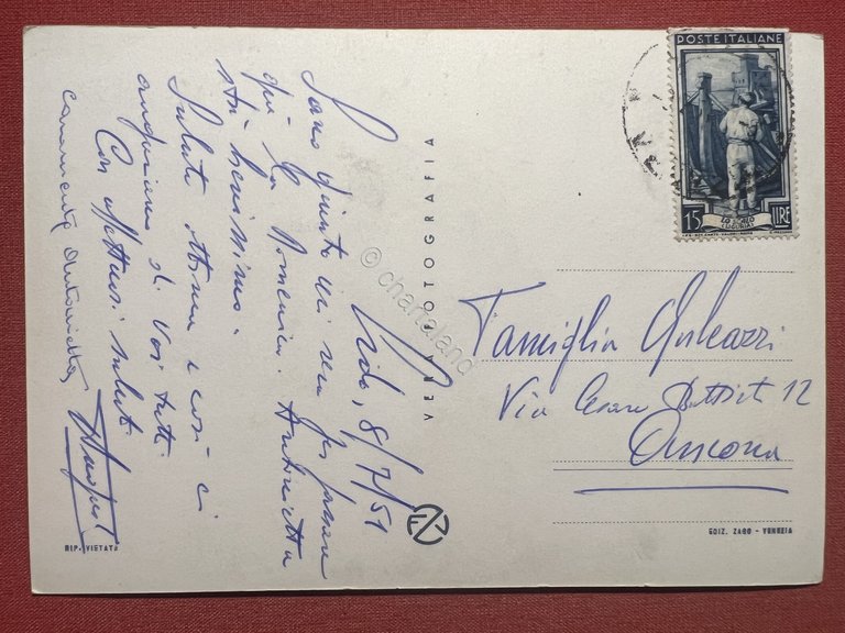 Cartolina - Lido Venezia - Spiaggia - 1951