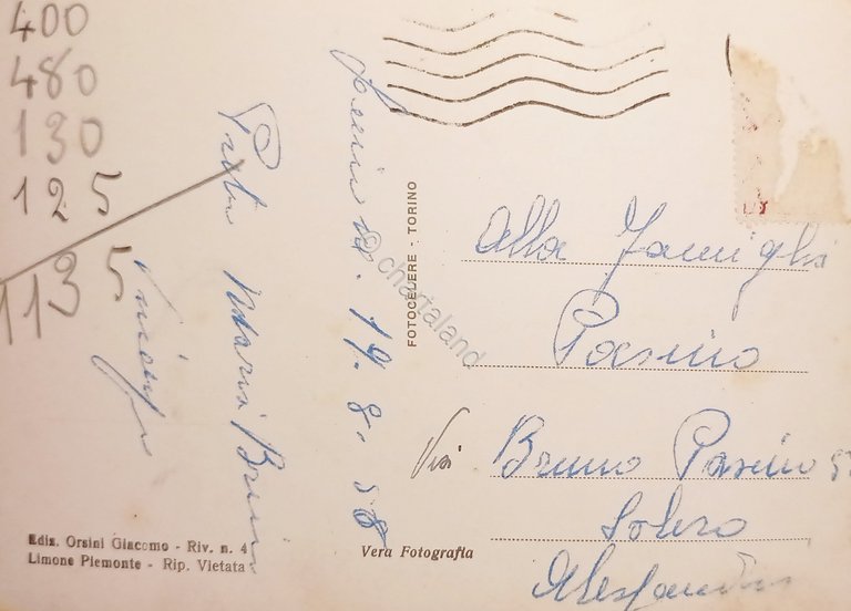 Cartolina - Limone Piemonte - Panorama - 1958