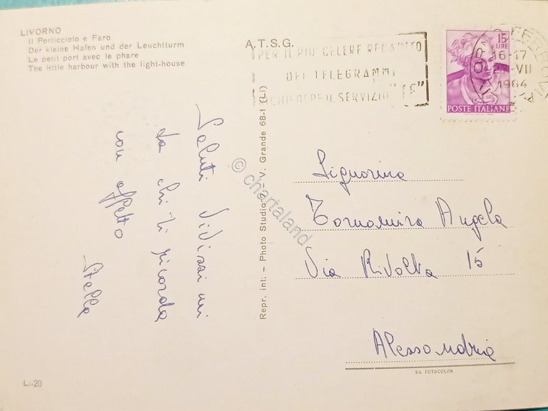 Cartolina - Livorno - Il Porticciolo e Faro - 1964