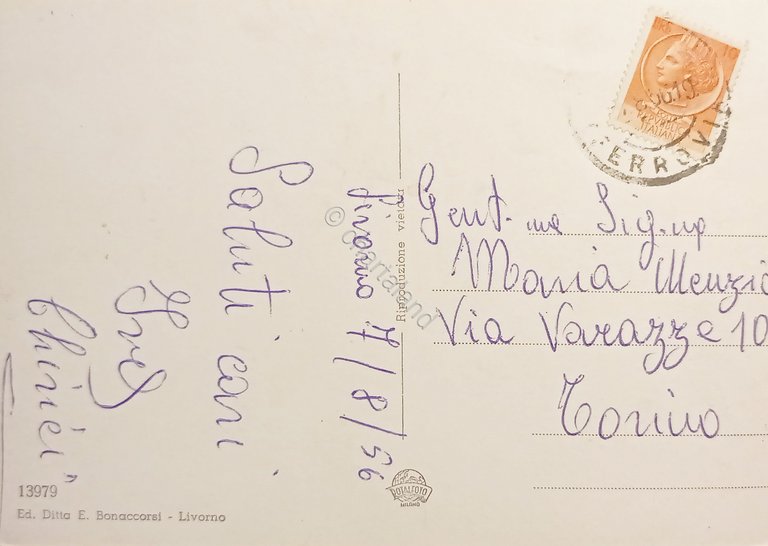 Cartolina - Livorno - Piazza della Repubblica - 1956