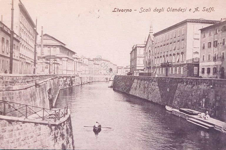 Cartolina - Livorno - Scali degli Olandesi e A. Saffi …