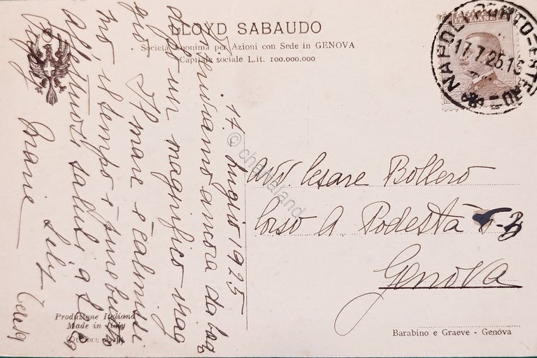 Cartolina - Lloyd Sabaudo di Genova - Transatlantico Conte Verde …