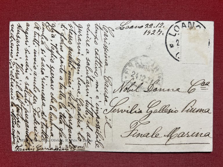 Cartolina - Loano visto da Monte Carmelo - 1924