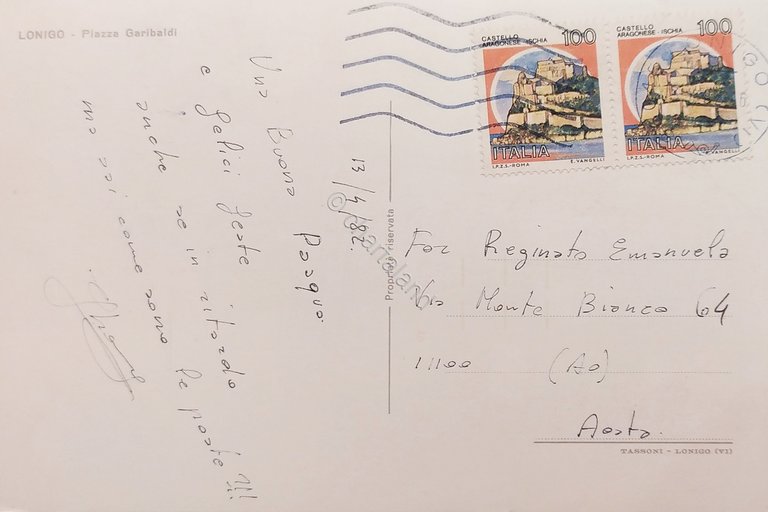 Cartolina - Lonigo - Piazza Garibaldi - 1982