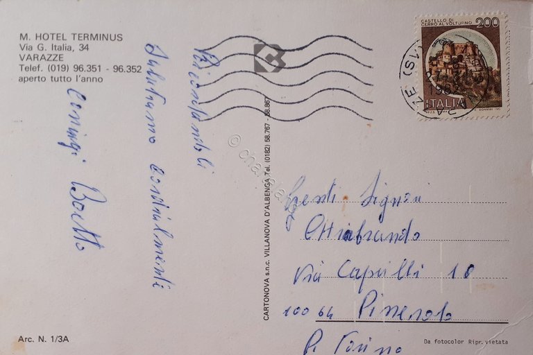 Cartolina - M. Hotel Terminus - Via G. Italia - …
