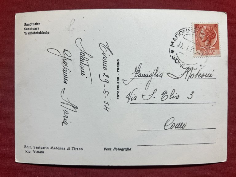 Cartolina - Madonna di Tirano ( Sondrio ) - Santuario …