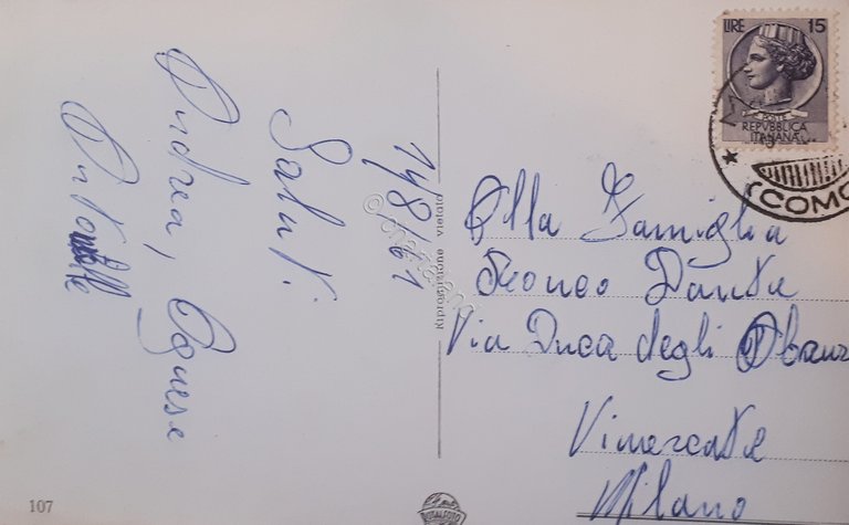 Cartolina - Maggio - Valsassina - 1961