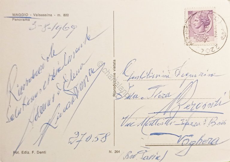 Cartolina - Maggio - Valsassina - Panorama - 1958