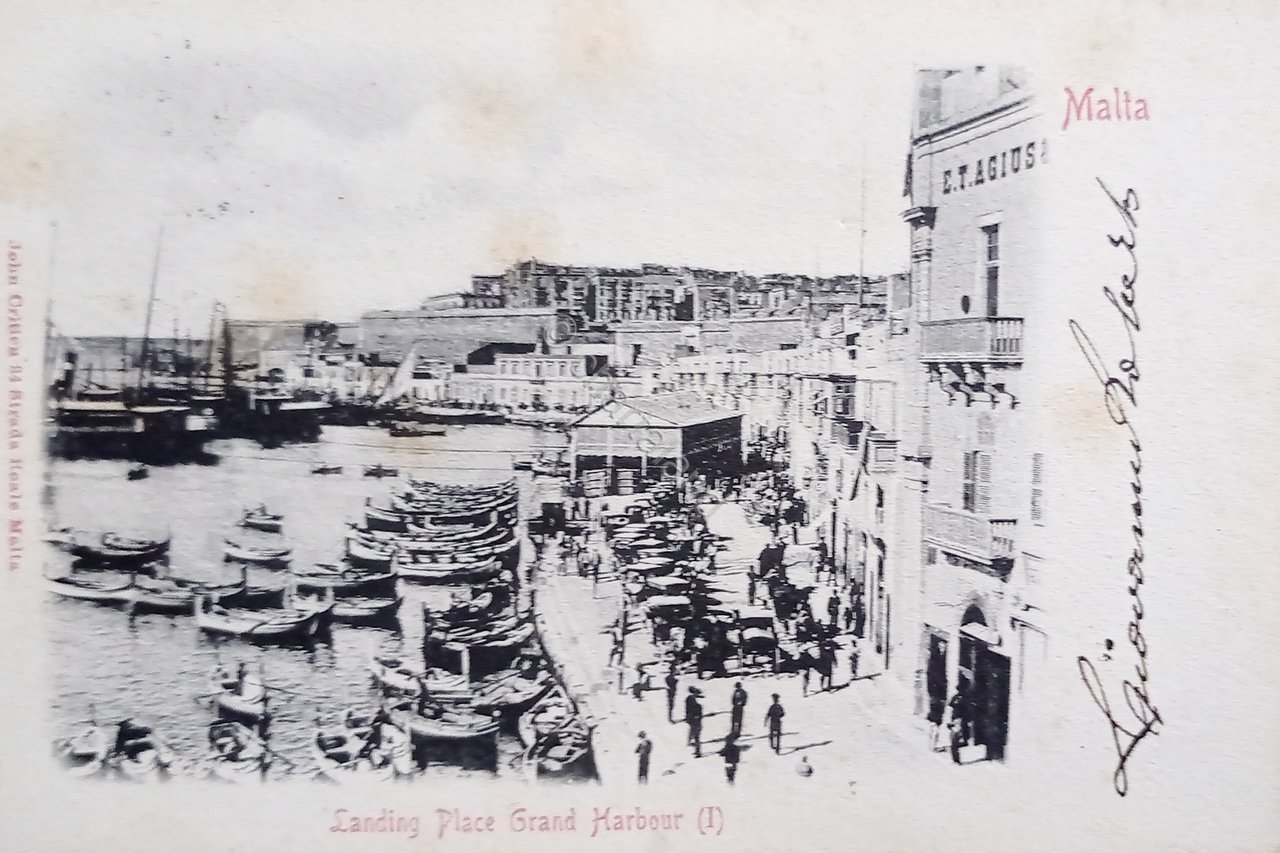 Cartolina - Malta - Landing Place Grand Harbour - 1901