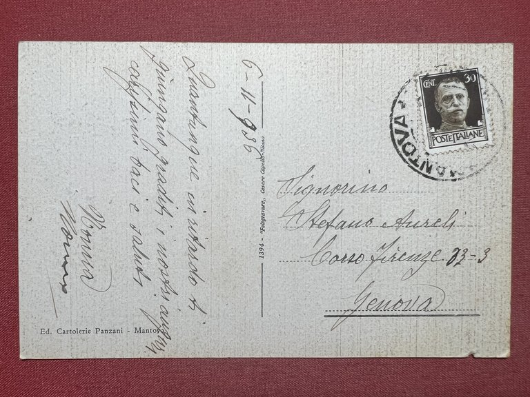 Cartolina - Mantova - Monumento a Virgilio - 1936