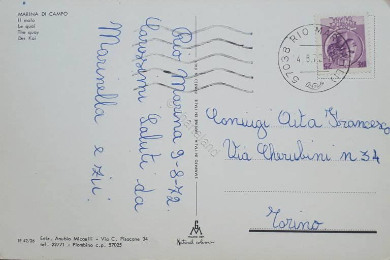 Cartolina - Marina Di Campo - Il molo - 1972
