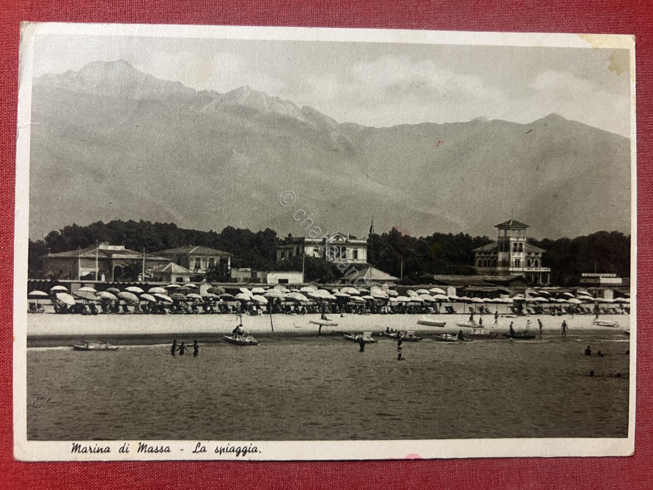 Cartolina - Marina di Massa - La Spiaggia - 1938