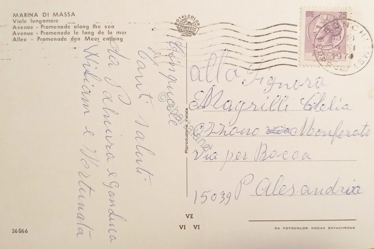 Cartolina - Marina di Massa - Viale Lungomare - 1974