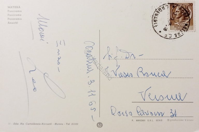Cartolina - Matera - Panorama - 1965
