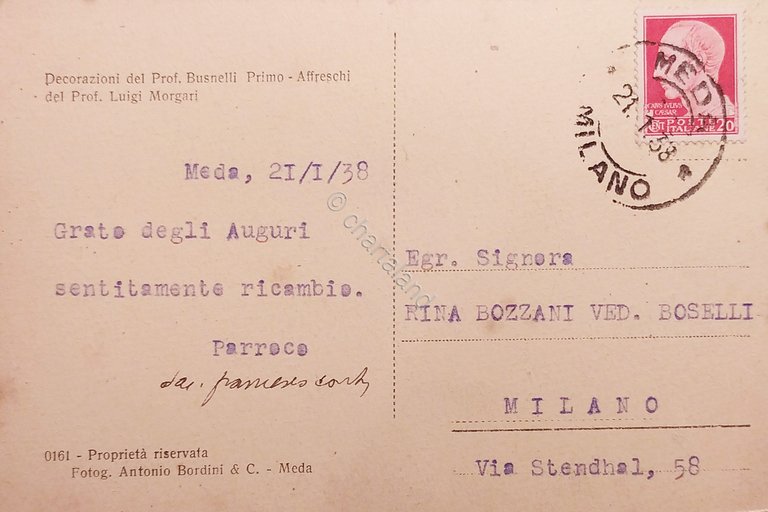 Cartolina - Meda - Chiesa Parrocchiale - Navata centrale - …