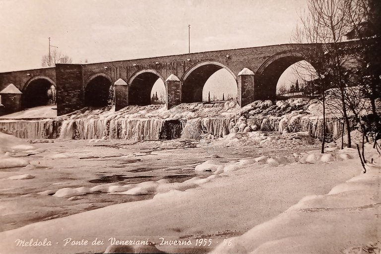 Cartolina - Meldola - Ponte dei Veneziani - Inverno 1955 …