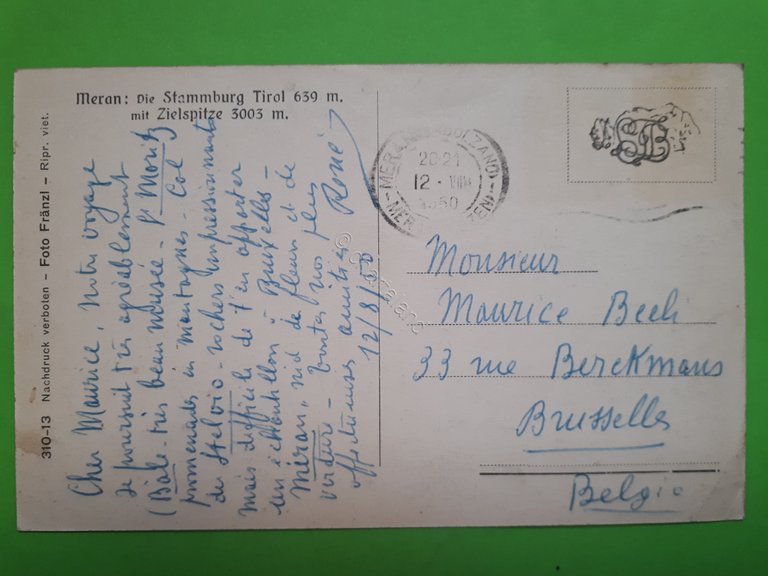 Cartolina - Merano - Castel Tirolo - 1950