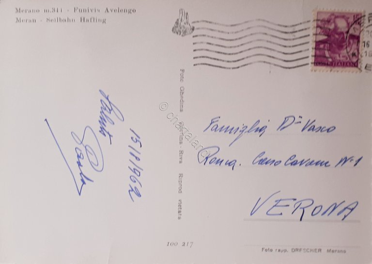 Cartolina - Merano - Funivia Avelengo - 1962