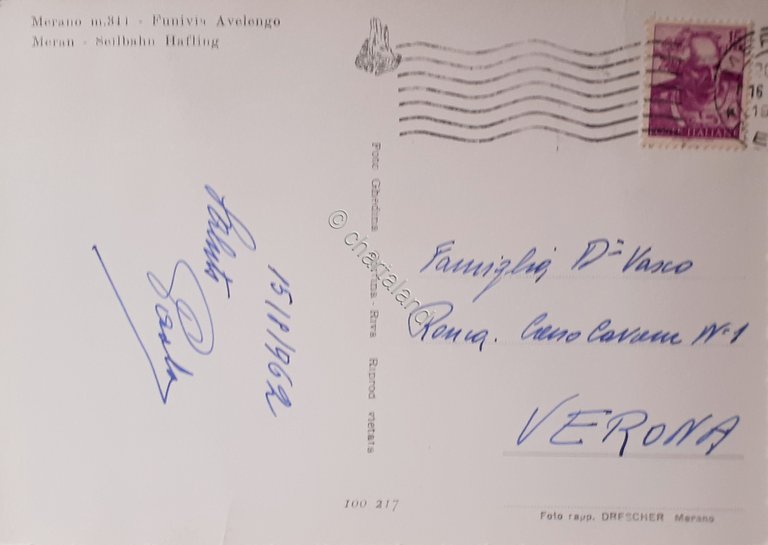 Cartolina - Merano - Funivia Avelengo - 1962