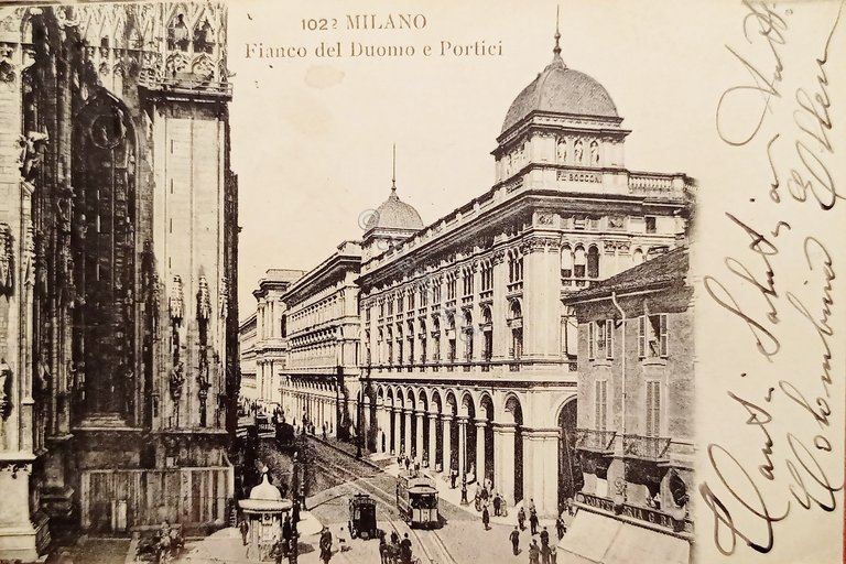 Cartolina - Milano - Fianco del Duomo e Portici - …
