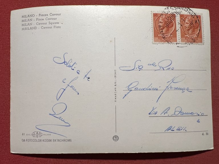 Cartolina - Milano - Piazza Cavour 1955 ca.