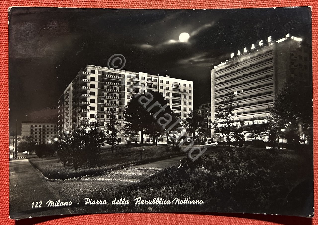 Cartolina - Milano - Piazza della Repubblica - Notturno - …