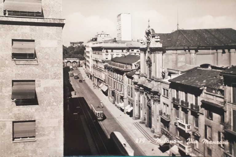 Cartolina - Milano - Via Manzoni - 1956