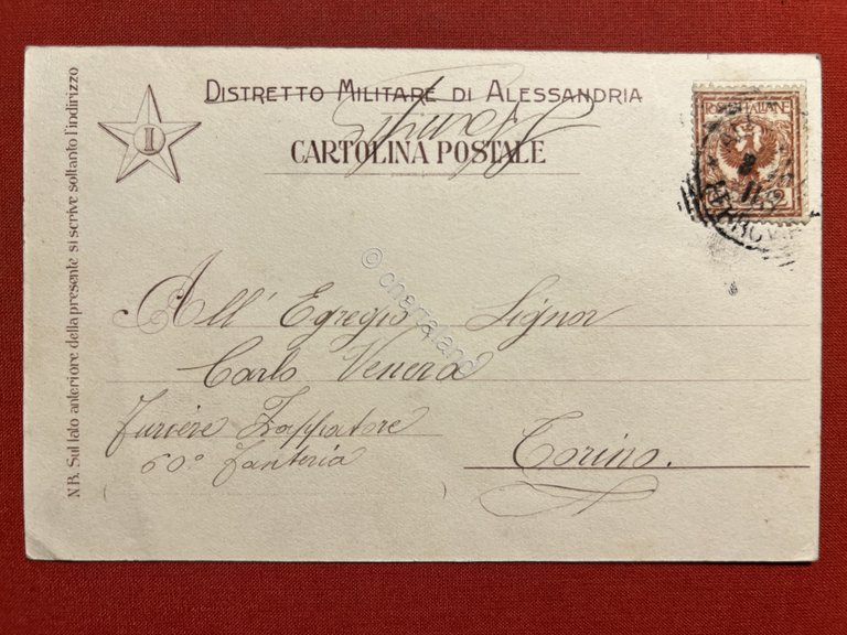 Cartolina - Militare - Distretto Militare di Alessandria - 1900 …
